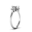 0.80 CT Round & Emerald Cut Diamonds - Three Stone Ring Cheap