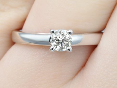 Exceptional 0.35 CT Round Cut Diamonds - Solitaire Ring in 14KT White Gold Hot on Sale