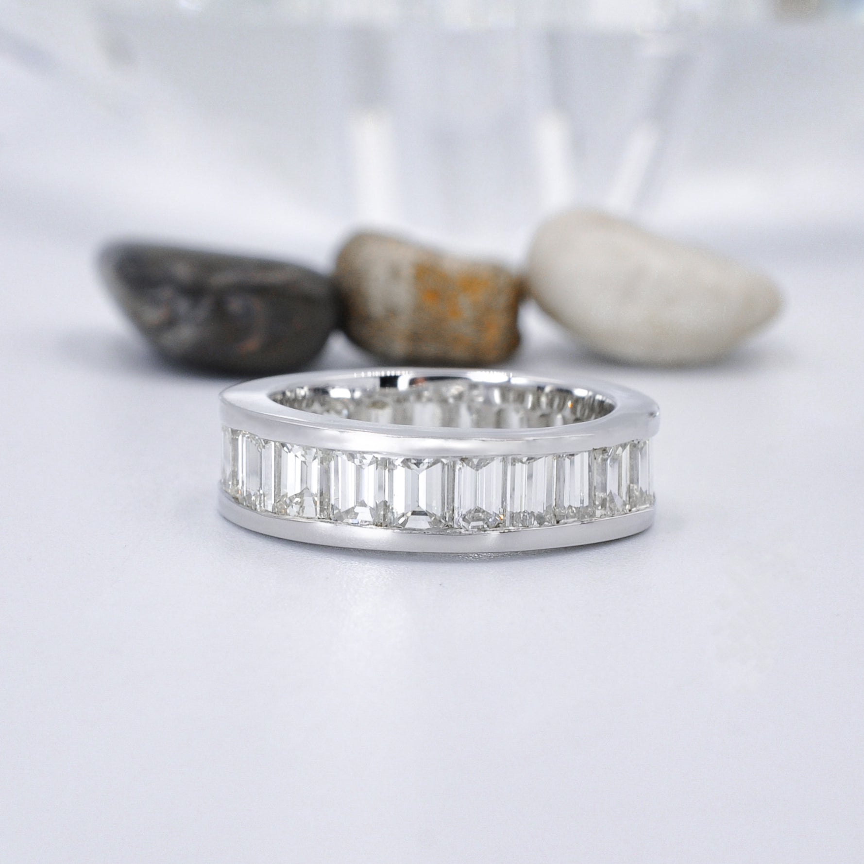 Brilliant 4.00 CT Emerald Cut Diamonds - Eternity Ring in Platinum Online now