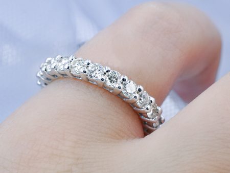 Magnificent 2.50 CT Round Cut Diamond Eternity Ring in 14KT White Gold Online Sale