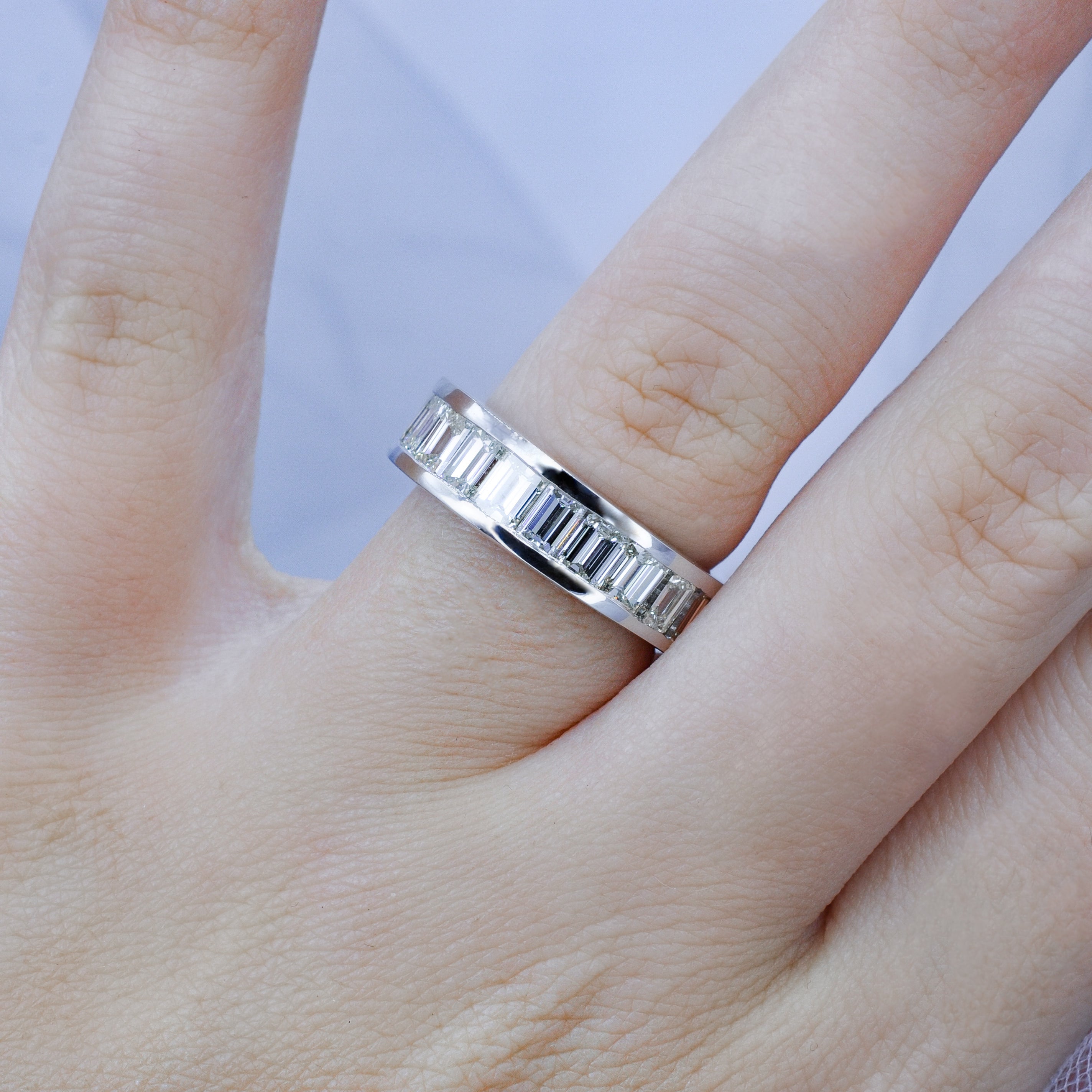 Brilliant 4.00 CT Emerald Cut Diamonds - Eternity Ring in Platinum Online now