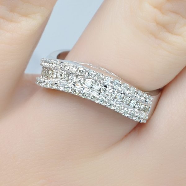 Chic 0.60 CT Round Cut Diamond Wedding Band in 14KT White Gold Online Hot Sale