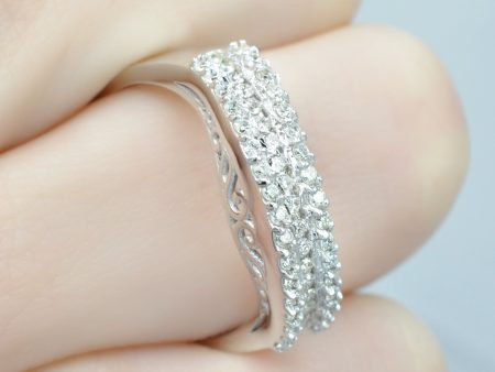 Chic 0.60 CT Round Cut Diamond Wedding Band in 14KT White Gold Online Hot Sale