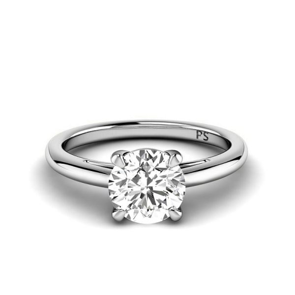 Exceptional 0.35 CT Round Cut Diamonds - Solitaire Ring in 14KT White Gold Hot on Sale