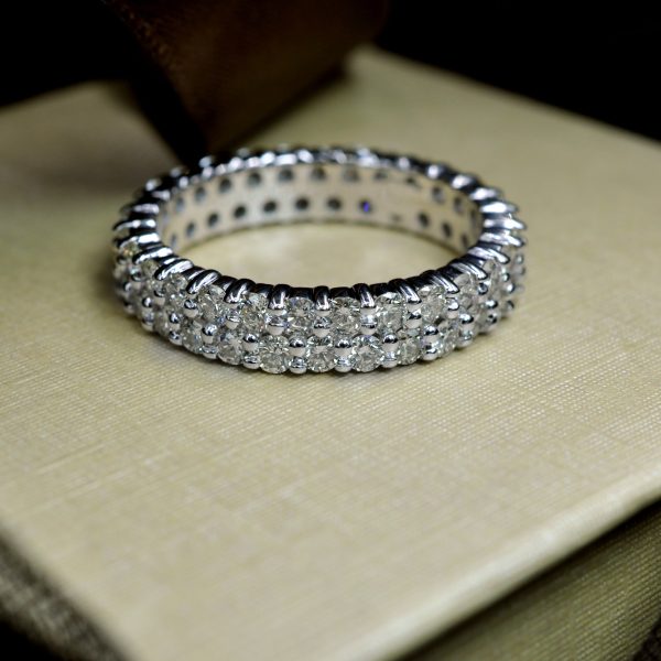 Chic 5.00 CT Round Cut Diamond Eternity Ring in 14KT White Gold For Sale