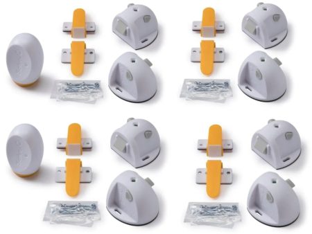 Adhesive Magnetic Lock System - 8 Locks and 2 Keys - White Sale