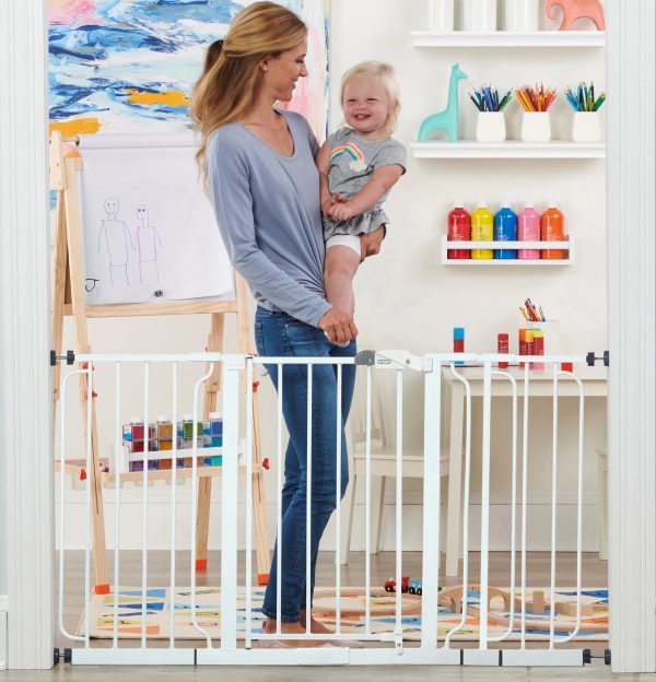 Regalo Extra Wide Span 56 Inch Walk Through Baby Gate with 4 Pack of Wall Mounts Hot on Sale