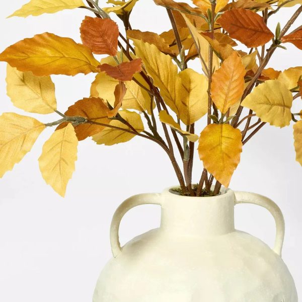 Potted Fall Leaf Arrangement in Vase - Yellow Sale