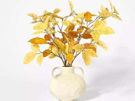 Potted Fall Leaf Arrangement in Vase - Yellow Sale